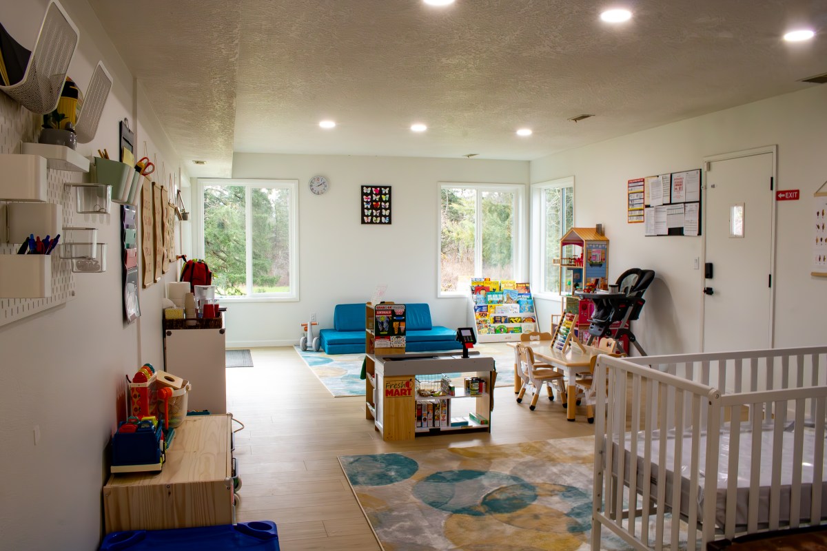 Main play and learning room with large windows